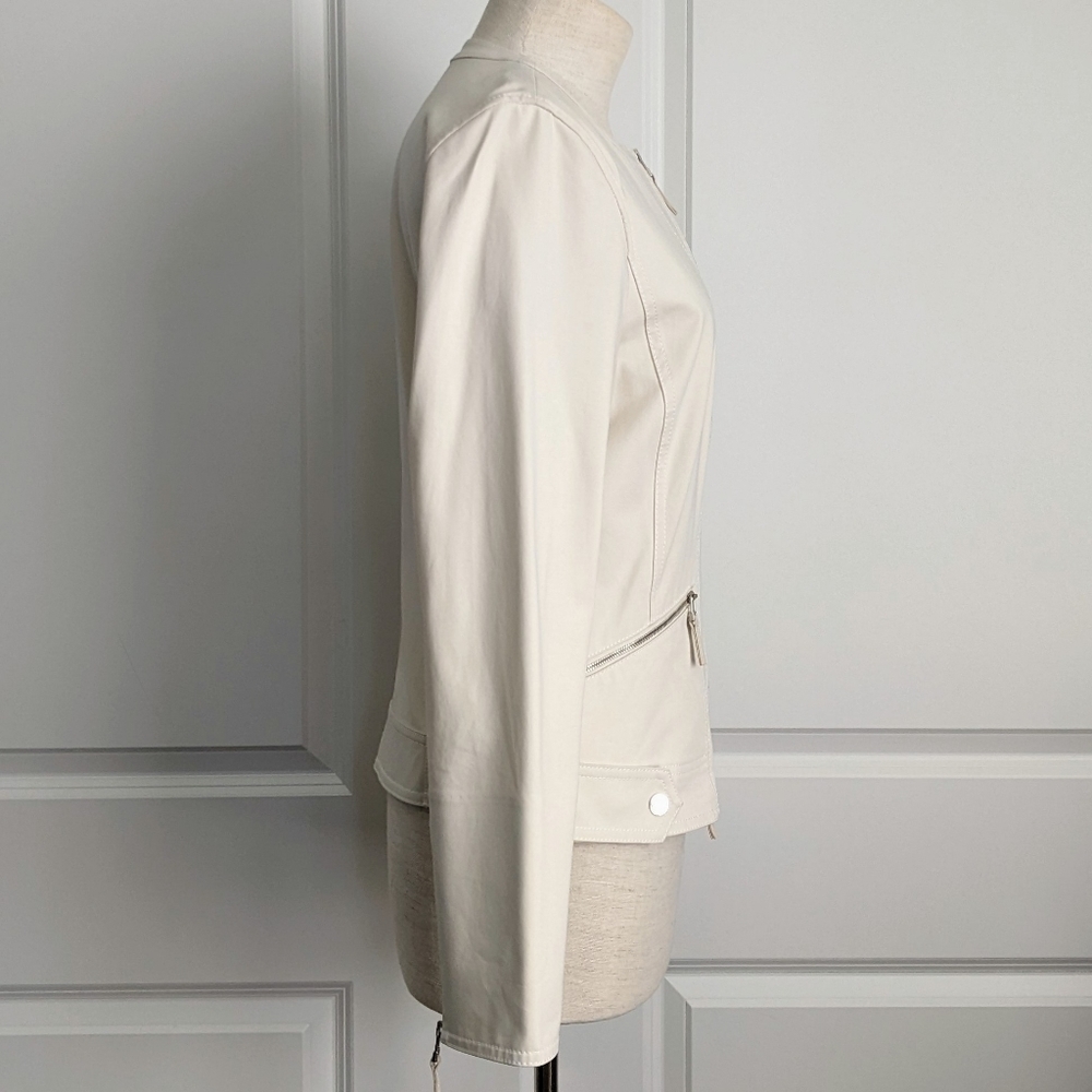 Lafayette 148 NY Jacket Mandarin Collar Zip Front Zip Cuffs Pockets Raffia 8 NWT - Picture 7 of 16